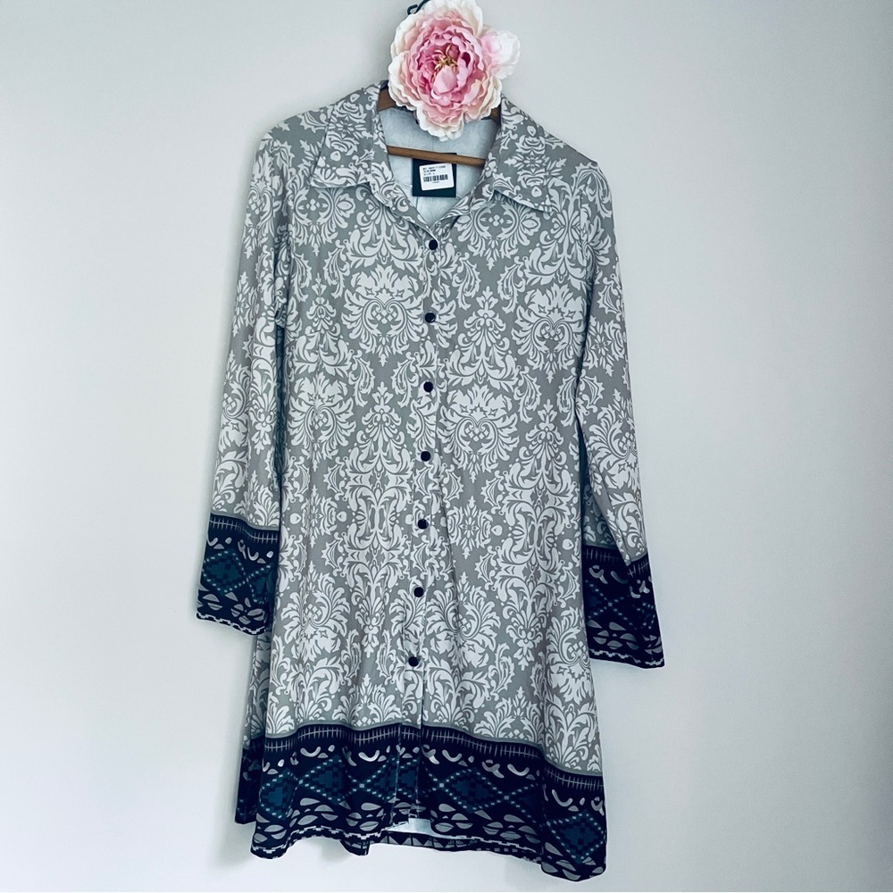 NWT Button Front Shirt Dress Shirtdress Large R&B Collection